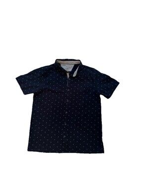 Michael Brandon Men’s Button Front Shirt Size L Navy Pattern Short Sleeve Casual